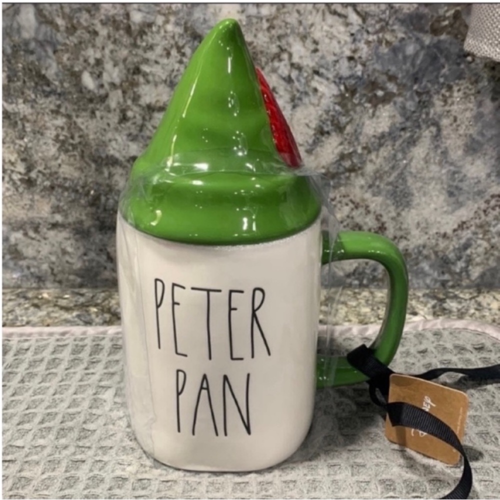 NWT Rae Dunn x Disney Peter Pan Mug with Topper 16 oz